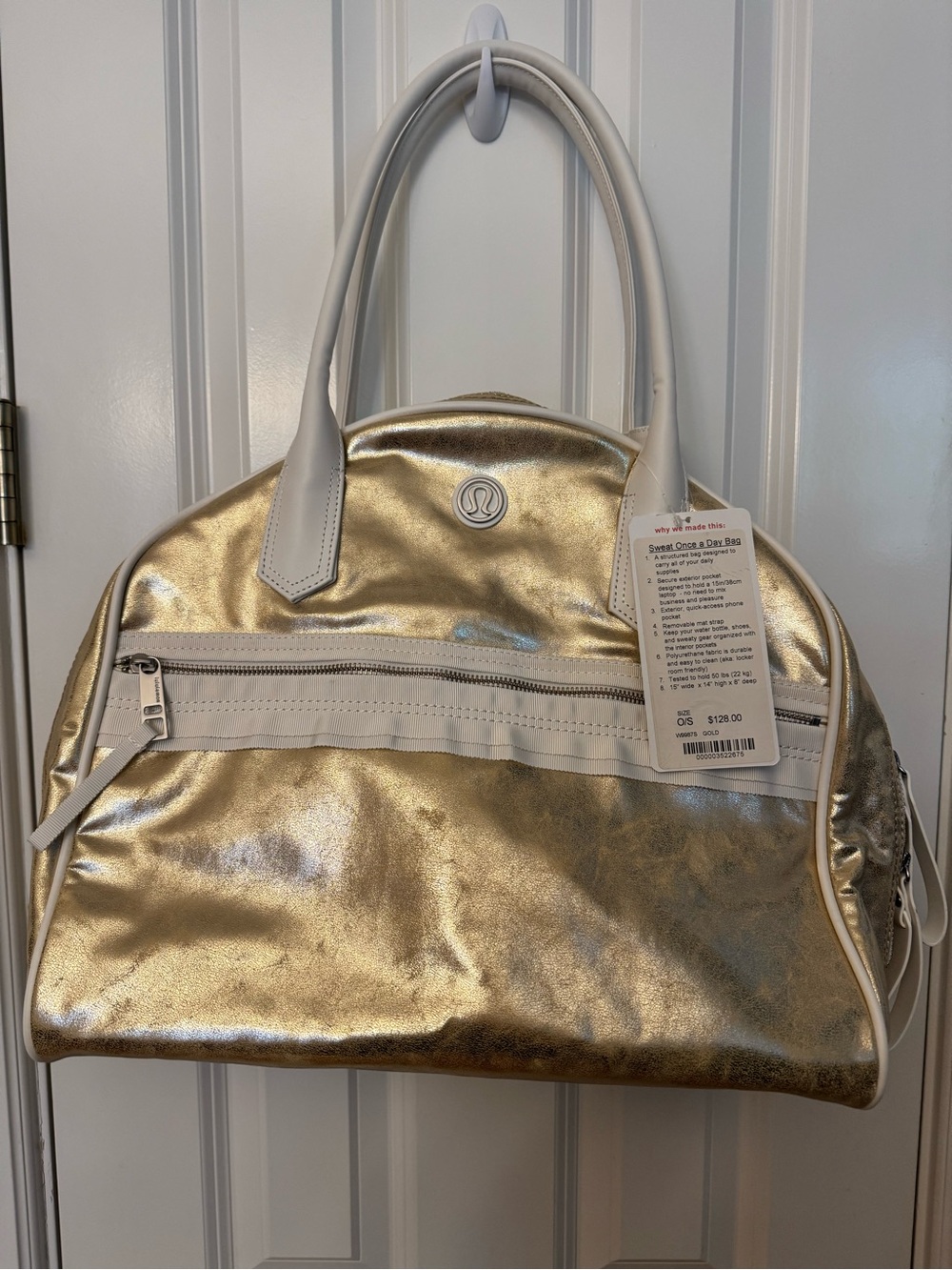Lululemon Sweat Once A Day Gym Bag Metallic Gold NWT Rare Discontinued – Flaw